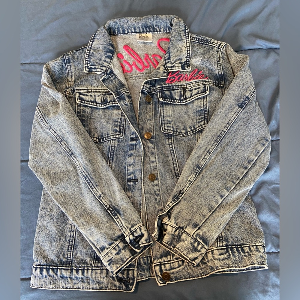 Girls Barbie Embroidered Denim Jean Jacket